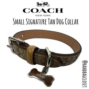 Coach Signature Light Brown Tan Leather Vintage Size S  Small 11-13” Dog Collar